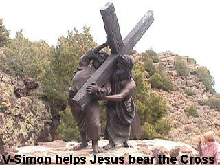 STATION V - SIMON HELPS JESUS BEAR THE CROSS